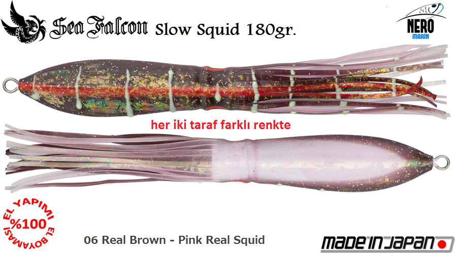 Sea Falcon Slow Squid 180gr. 06 Real Brown Glowing Squid