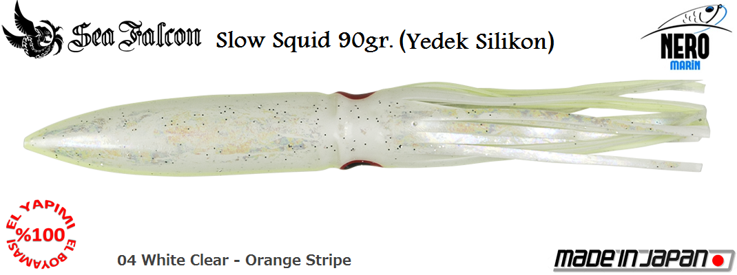 Slow Squid 90 Gr. Yedek Kılıf	04	White Clear Orange Stripe