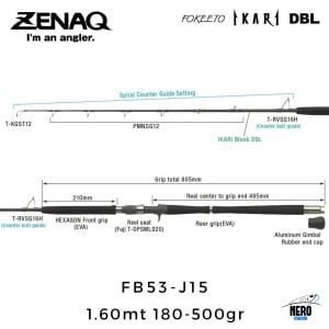 Zenaq Fokeeto DBL FB53-J15 İkari 1.60mt 180-500gr (1P) Tetikli Jigging Kamış