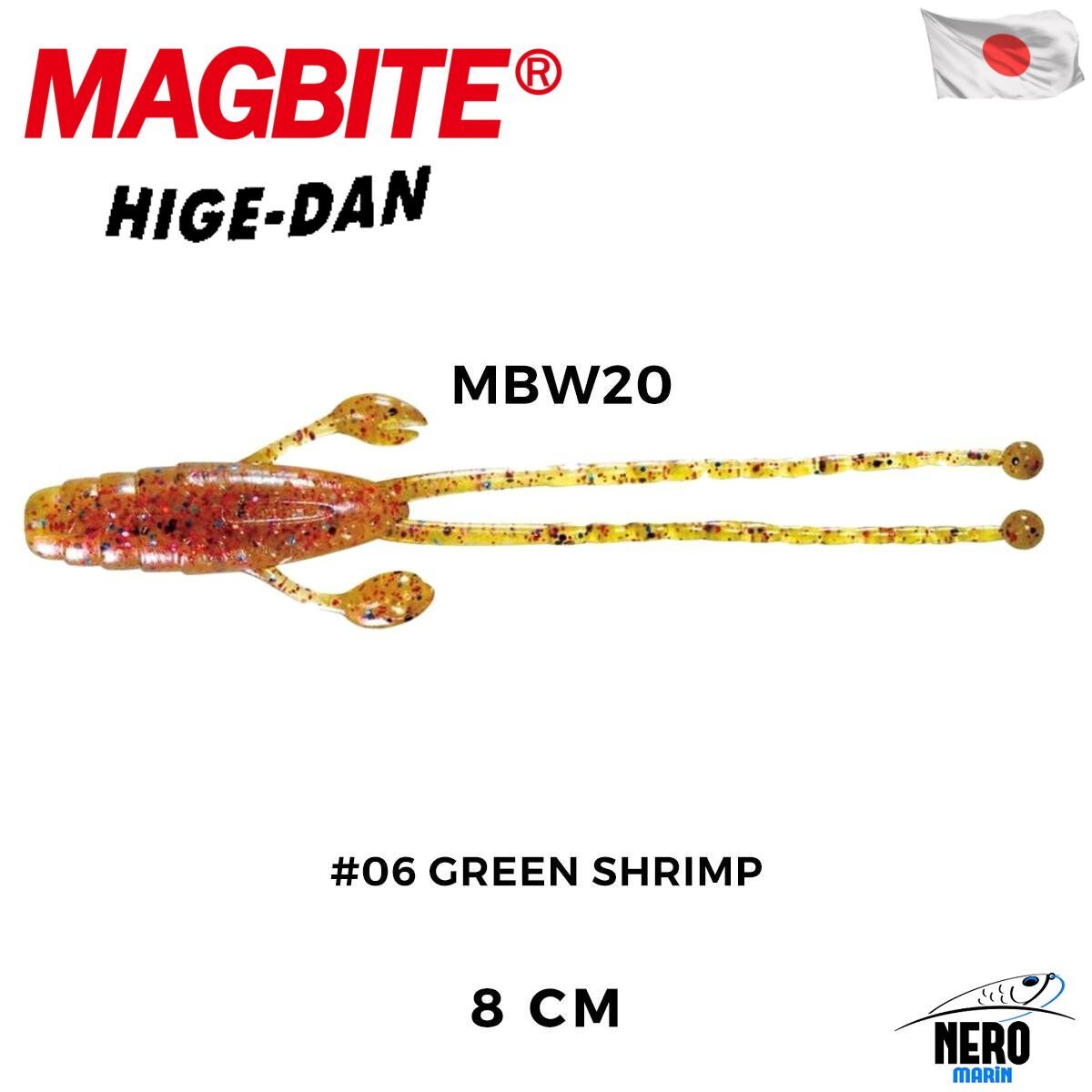 Magbite Higedan 8cm #06 Green Shrimp Kokulu Silikon Yem (5 Adet)