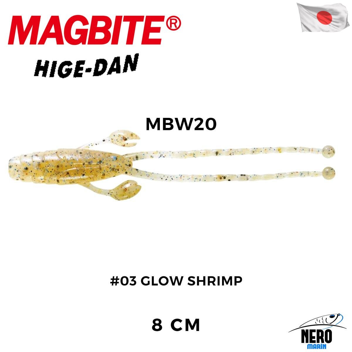 Magbite Higedan 8cm #03 Glow Shrimp Kokulu Silikon Yem (5 Adet)