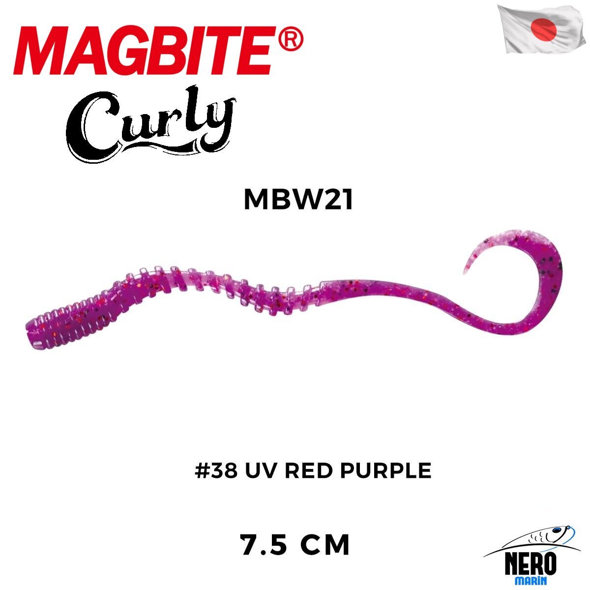 Magbite Tai Rubber Bug Curly 7.5cm #38 UV Red Purple Silikon Kurt (5 Adet)