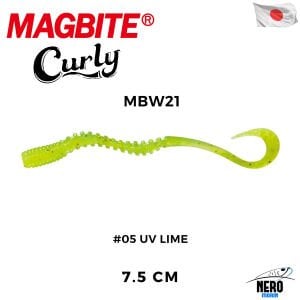 Magbite Tai Rubber Bug Curly 7.5cm #05 UV Lime Kokulu Silikon Kurt (5 Adet)
