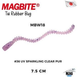 Magbite Tai Rubber Bug 7.5cm #36 UV Sparkling Clear Purple Silikon Kurt (5 Adet)