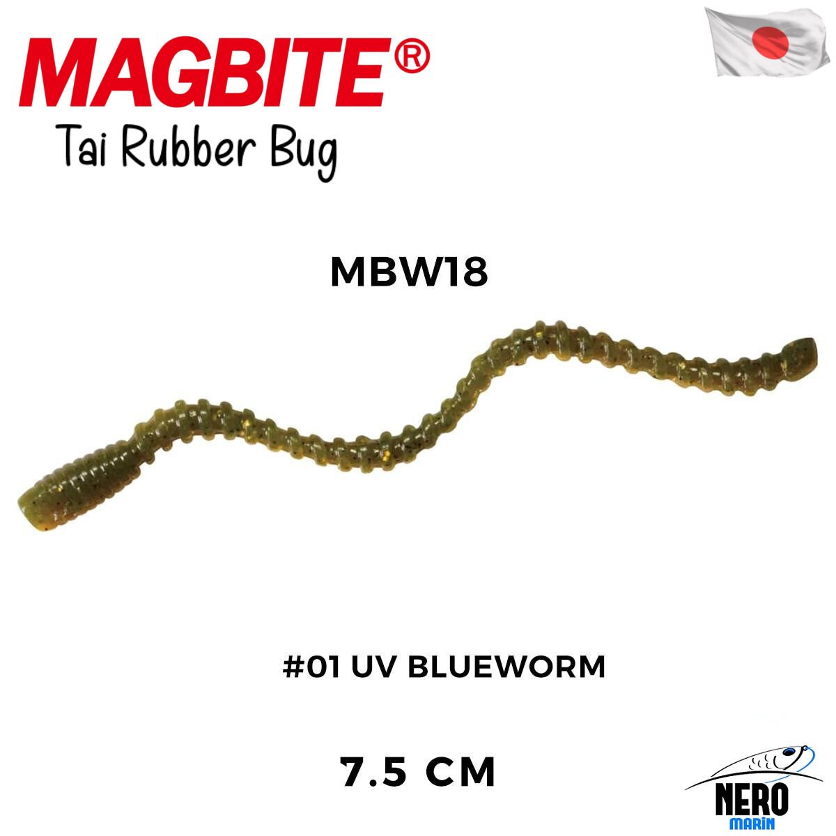 Magbite Tai Rubber Bug 7.5cm #01 UV Blueworm Kokulu Silikon Kurt (5 Adet)