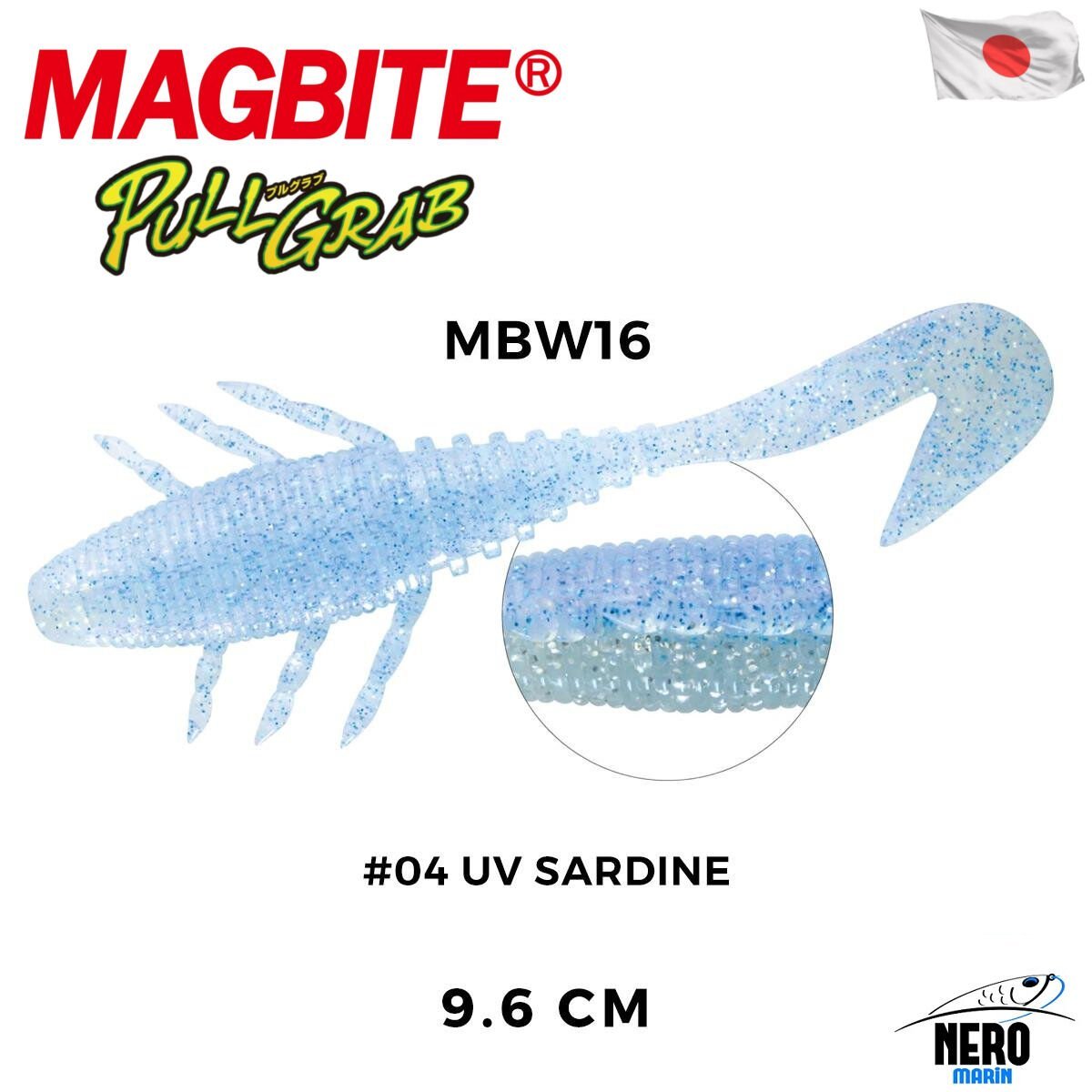 Magbite Pull Grab 9.6cm #04 UV Sardine Kokulu Slikon Yem (5 Adet)
